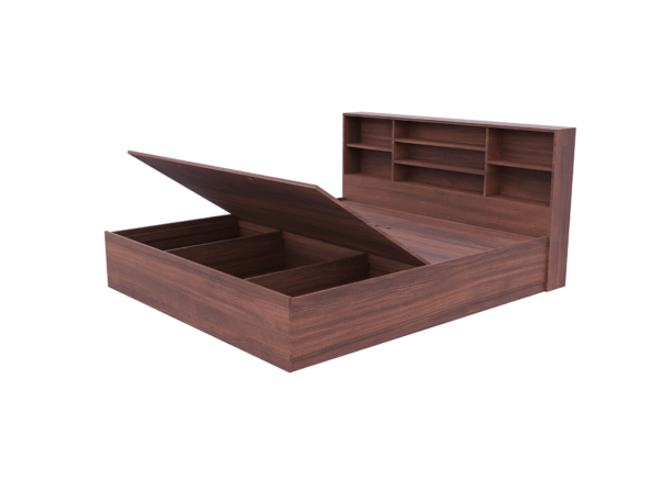 Vela Modular Hydraulic Bed (Classic Walnut) | Stylish Design with Smart Storage - Image 3